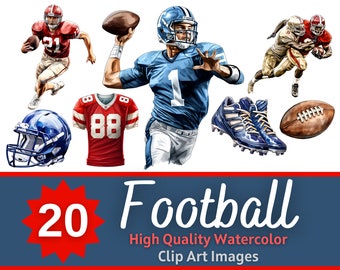 American Football Clipart Watercolor Bundle | Fall Football | Sport Clipart | Football Game Day | Junk Journal | Cardmaking Embellishment