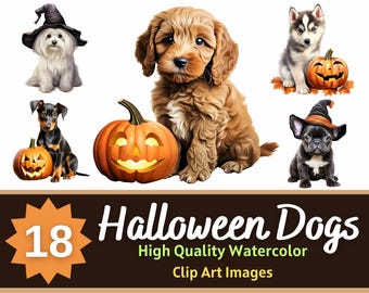 ハロウィン犬 PNG ハロウィン水彩画バンドル | ハロウィンクリップ
