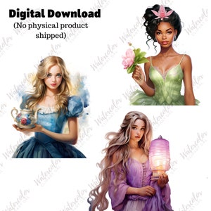 Fairytale Princess Clipart Watercolor Bundle | Fairytale PNG | Book ...