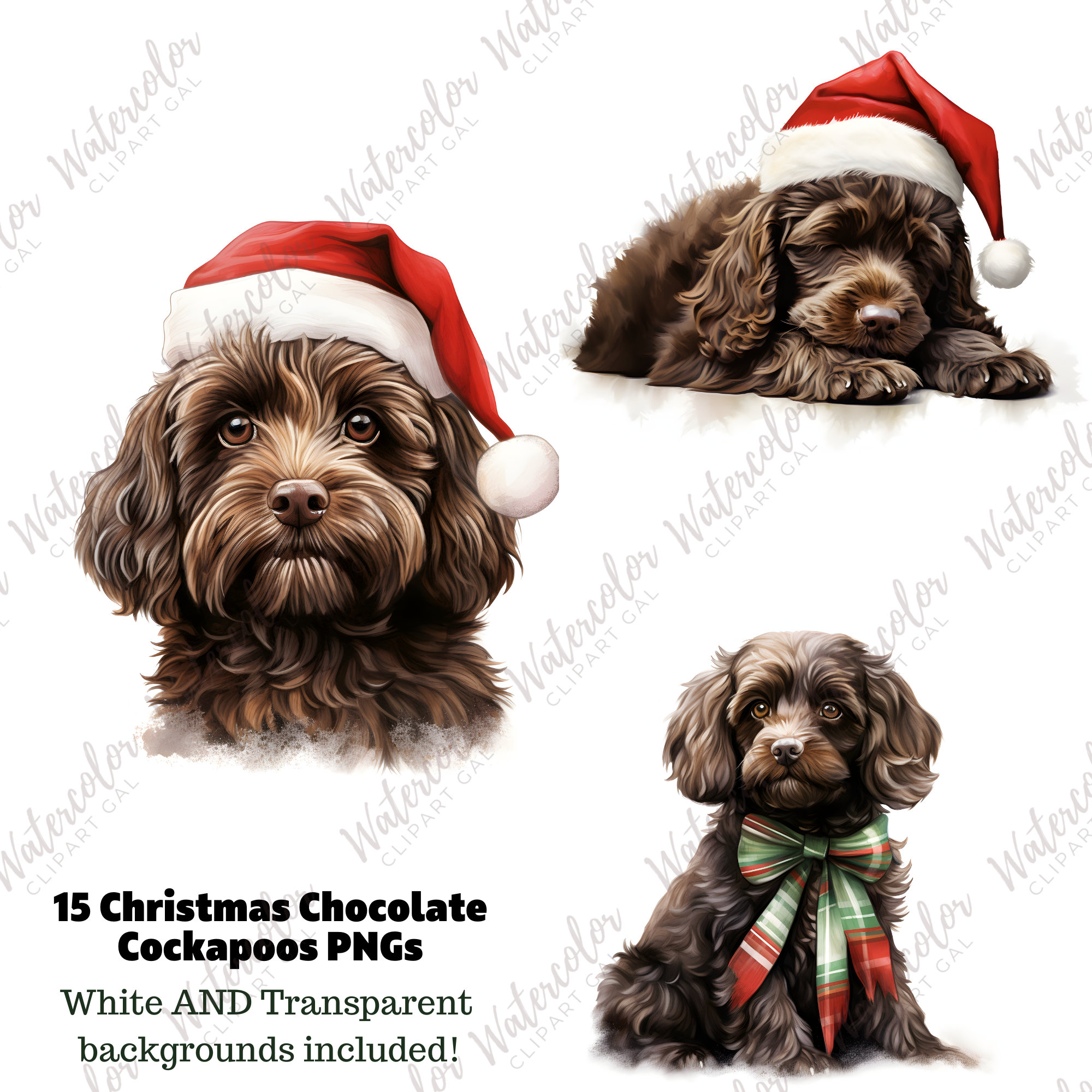 Christmas Chocolate Cockapoo PNG Bundle | Christmas Dog Clipart ...