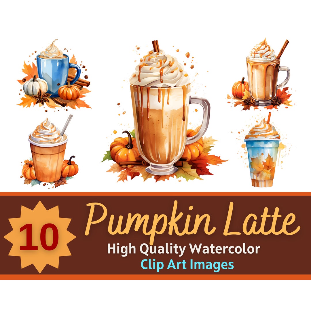 Autumn Fall Pumpkin Spice Latte Watercolor PNG Bundle - Pumpkin Spice ...