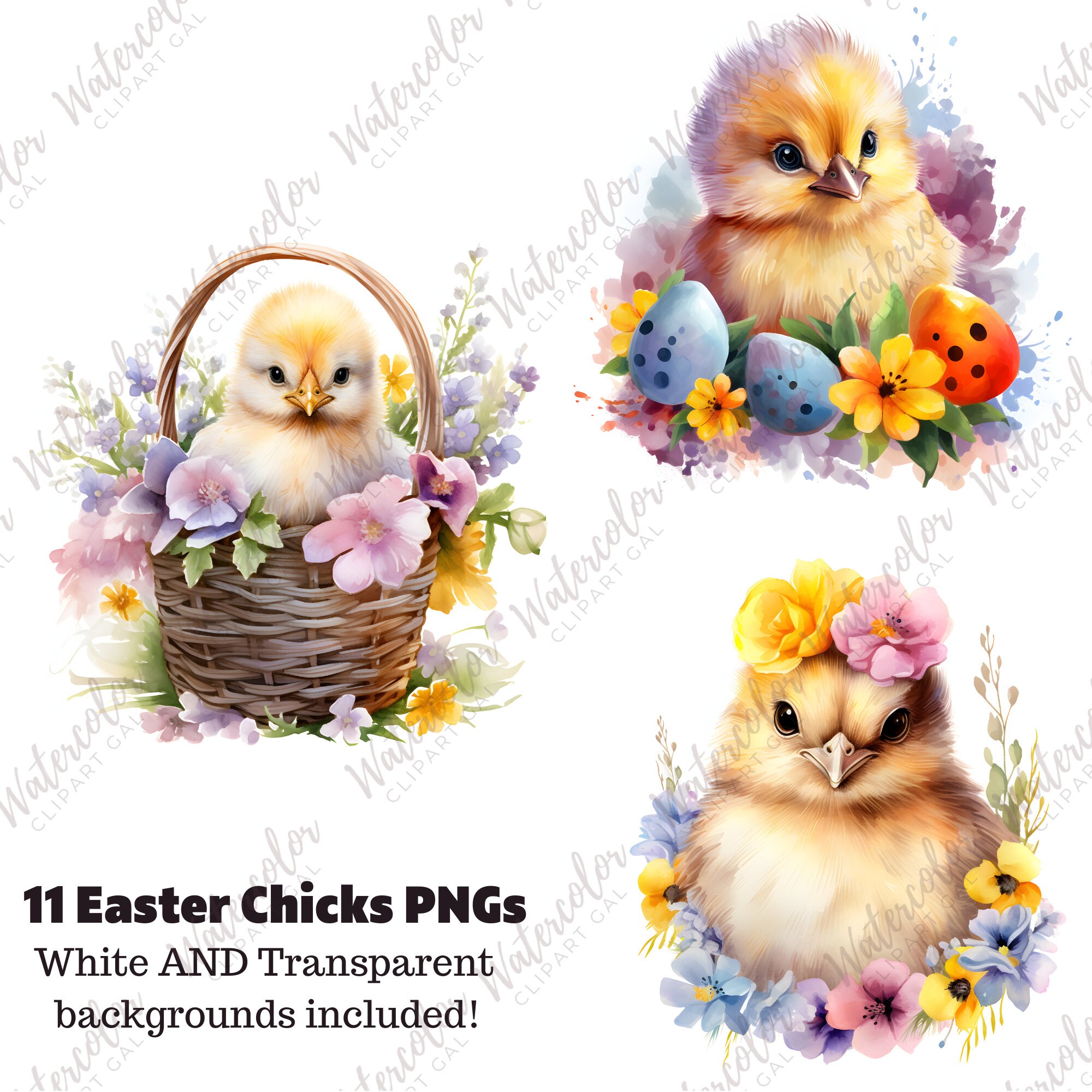 Easter Baby Chick Clipart Watercolor Bundle | Easter PNG | Easter ...