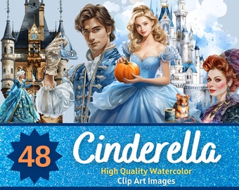 Aquarelle Cendrillon PNG | Clipart Cendrillon | Clipart princesse de conte de fées | Clipart fantastique | Journal indésirable | Prince charmant PNG