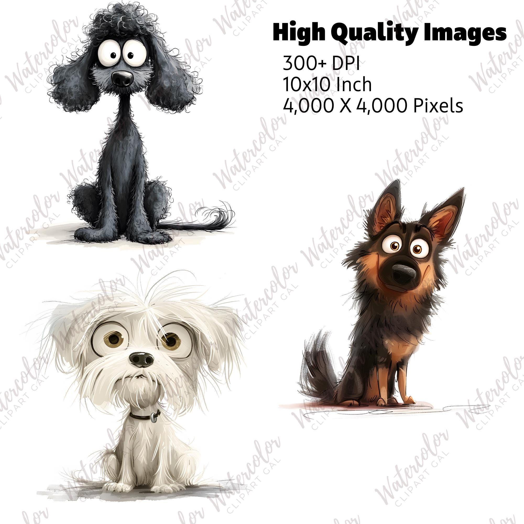 Quirky Dog Clipart PNG Bundle | Whimsical Junk Journal | Whimsical ...