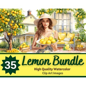 Zitronen-Clipart-Aquarell-Bundle | Obst PNG | Essen Clipart | Zitronen Kunstdruck | Rezeptbuchkunst | Junk-Journal | Sommerfrucht Clipart
