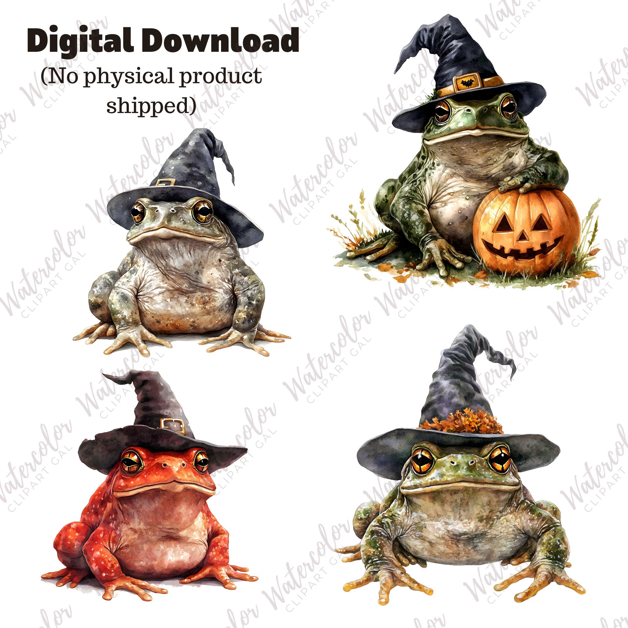 Halloween Witch Toad PNG Watercolor Bundle | Fantasy Halloween Clipart ...