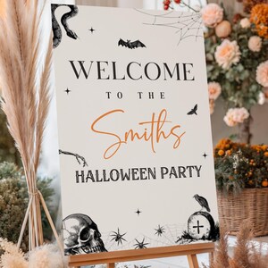 Vintage Halloween Welcome Sign, Editable Party Decor (Digital Download)