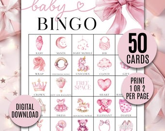 Baby Shower Bingo Game, 50 Printable Cards (Digital Download)