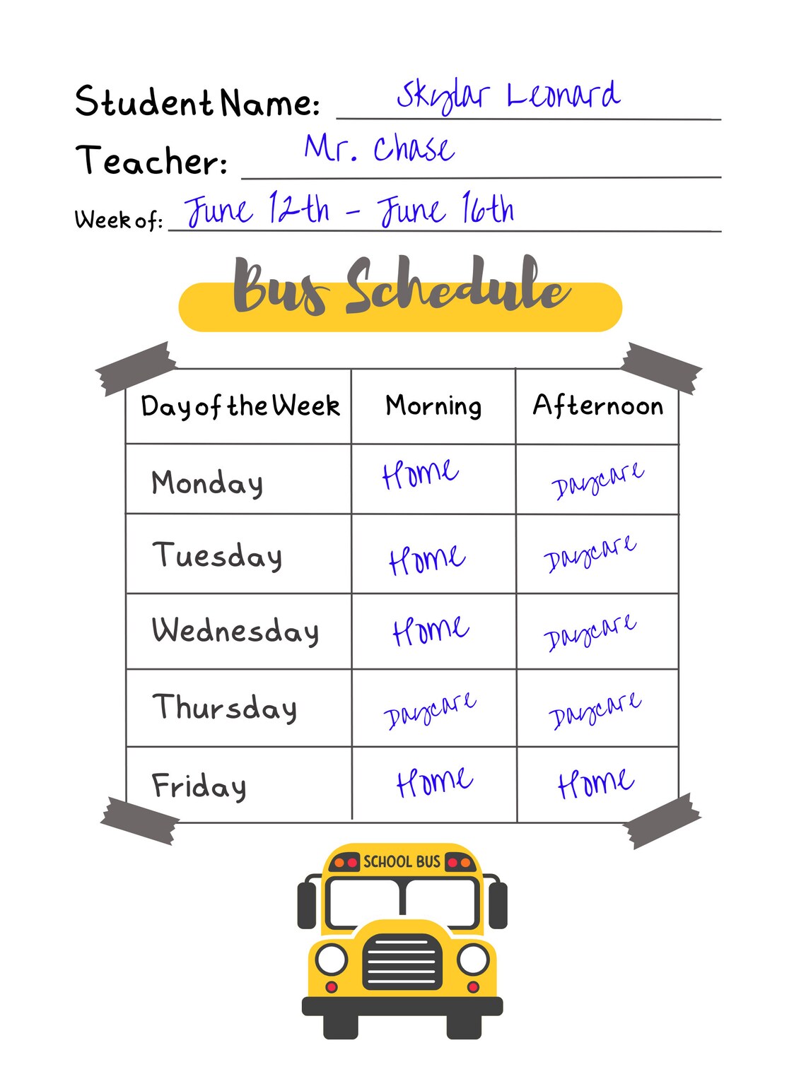 School Bus Schedule Template for Efficient Student Transportation Etsy