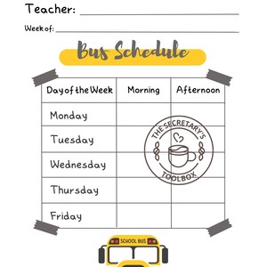 School Bus Schedule Template for Efficient Student Transportation - Etsy