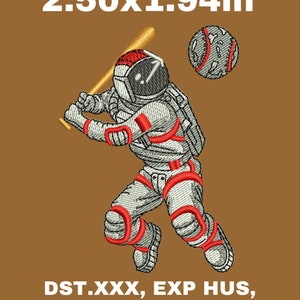 Astronaut Baseball digitalisierte Stickdatei.