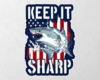Shark and American Flag Fisher Proud USA Vinyl Decal Bumper, Wall, Laptop, Window, Etc,6 Years Resistance Laminated+ Free Sticker