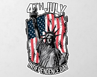 Independence Day Statue of Liberty with an Eagle Vinyl Decal Bumper, Wall, Laptop, Window, Etc,6 Years Resistance Laminated+ Free Sticker