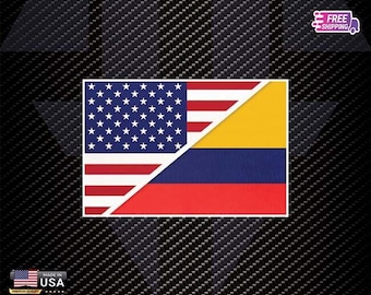USA Colombia Flag Decal: Laminated Vinyl Sticker