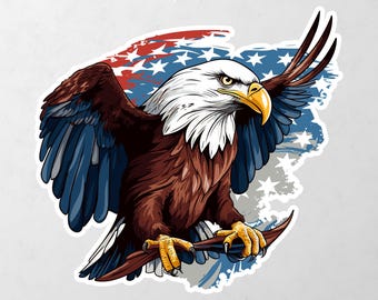 Eagle with America Flag Coloreagle Painted Flag USA Vinyl Decal Bumper, Wall, Laptop, Window, Etc,6 Years Resistance Laminated+ Free Sticker