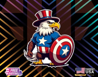 Captain American Bald Eagle Vinyl Decal: Patriotic Sticker