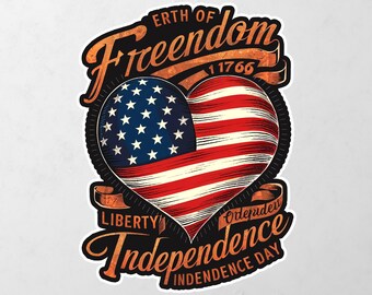 Erth Of Freedom 1766 Liberty Independence US Heart Vinyl Decal Bumper, Wall, Laptop, Window, Etc,6 Years Resistance Laminated+ Free Sticker