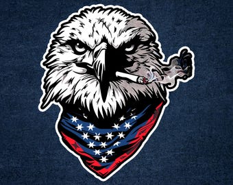 Bald Eagle Great Patriot US and Red Blue Stars Vinyl Decal Bumper, Wall, Laptop, Window, Etc,6 Years Resistance Laminated+ Free Sticker
