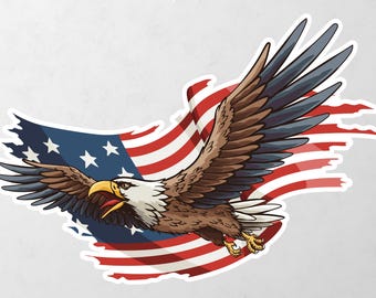 American Flag Eagle Waving National Symbol Proud Vinyl Decal Bumper, Wall, Laptop, Window, Etc,6 Years Resistance Laminated+ Free Sticker
