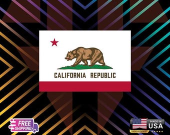 California USA State Flag , Vynil Decal Sticker 6 Years+ Laminated, Wall,Window,Bumper,Car,Laptop, Etc, Free Sticker