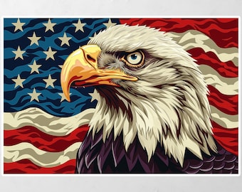 Wavy American Flag Eagle Symbolizing Strength FreedomVinyl Decal Bumper, Wall, Laptop, Window, Etc,6 Years Resistance Laminated+ FreeSticker