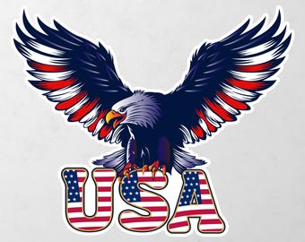 Bald Eagle Flying with the American Flag Vinyl Decal Bumper, Wall, Laptop, Window, Etc,6 Years Resistance Laminated+ Free Sticker