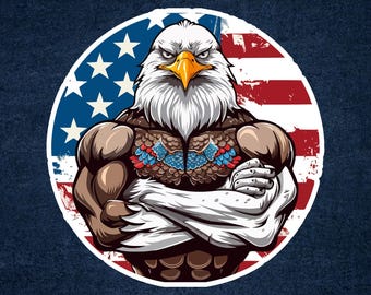 An Eagle With a Bald Head and Red and Blue Flag USA Vinyl Decal Bumper, Wall, Laptop, Window, Etc,6 Years Resistance Laminated+ Free Sticker