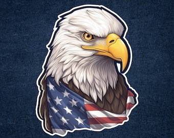 Eagle With An American Flag On Its Head Vinyl Decal Bumper, Wall, Laptop, Window, Etc,6 Years Resistance Laminated+ Free Sticker