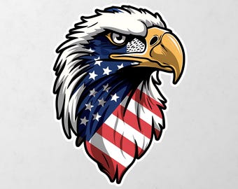 An Eagle With The Stars And Stripes on It Vinyl Decal Bumper, Wall, Laptop, Window, Etc,6 Years Resistance Laminated+ Free Sticker