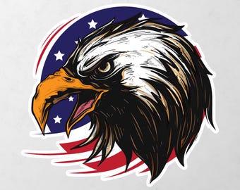 Bald eagle in Fury Protecting Our Flag USA Vinyl Decal Bumper, Wall, Laptop, Window, Etc,6 Years Resistance Laminated+ Free Sticker