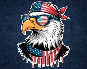 Bald eagle in American Flag Attire Vinyl Decal Bumper, Wall, Laptop, Window, Etc,6 Years Resistance Laminated+ Free Sticker