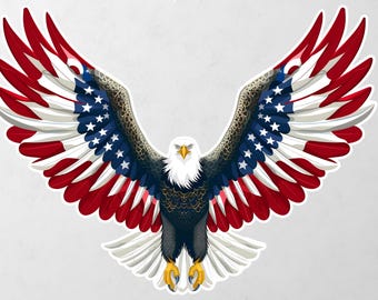 Majestic Bald Eagle Protecting the American Flag Vinyl Decal Bumper, Wall, Laptop, Window, Etc,6 Years Resistance Laminated+ Free Sticker