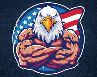 An Eagle with a Bald Head an American Strong Flag Vinyl Decal Bumper, Wall, Laptop, Window, Etc,6 Years Resistance Laminated+ Free Sticker