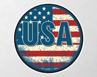 US Flag 4 Of July Blurry US and Stars Vinyl Decal Bumper, Wall, Laptop, Window, Etc,6 Years Resistance Laminated+ Free Sticker