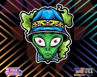 Alien Bucket Hat Vinyl Decal Sticker - Custom Size, 6 Year Lamination