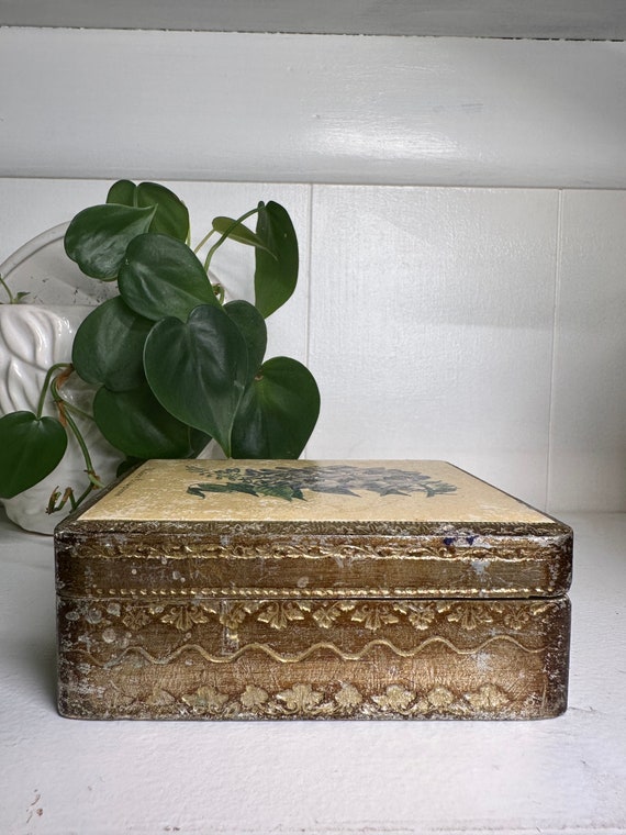 Vintage Italian Flourentine Wooden Trinket Box - image 8
