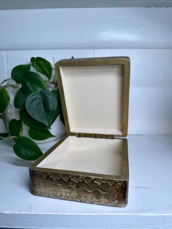 Vintage Italian Flourentine Wooden Trinket Box - image 2