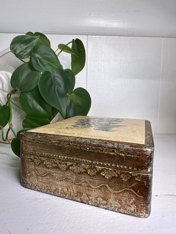 Vintage Italian Flourentine Wooden Trinket Box - image 6