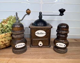 Vintage West German Zassenhaus Kitchen Grinder & Spice Mill Set – Kaffee, Pfeffer, Salz