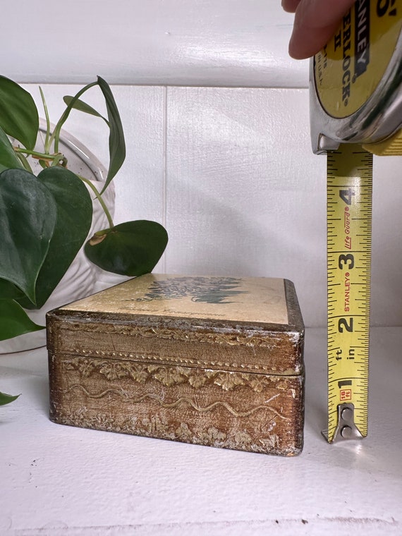 Vintage Italian Flourentine Wooden Trinket Box - image 4