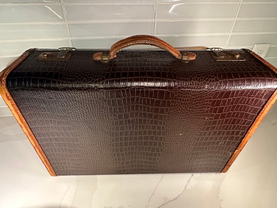 Vintage 1930s Faux Alligator Leather Suitcase: Travel Decor - Etsy