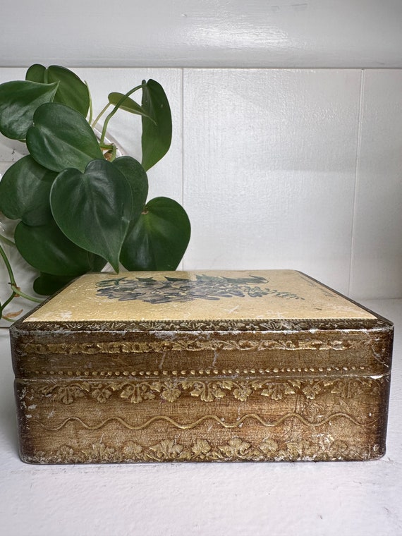 Vintage Italian Flourentine Wooden Trinket Box - image 9