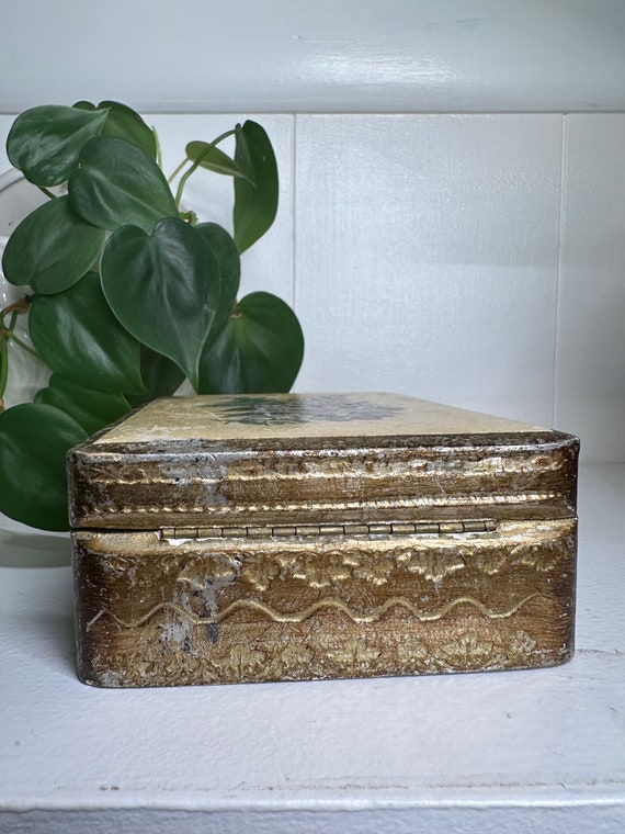 Vintage Italian Flourentine Wooden Trinket Box - image 7