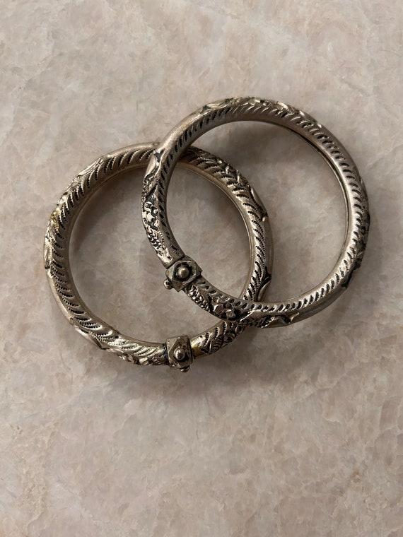 Pair of vintage silver bangles from Rajasthan,