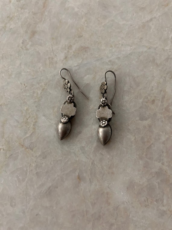 Traditional Small pair of silver  drop earrings