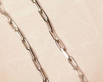 Solid 925 Sterling Silver Paperclip Bracelet. Rectangle chain link 7.5 inches