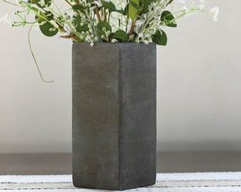 Tall Rectangular Rustic Stone Vase
