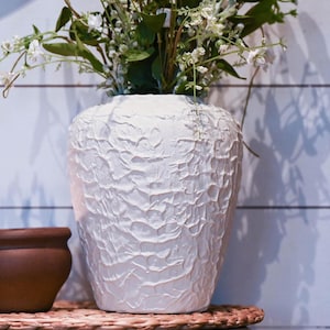 Textured White Stone Looking Pot