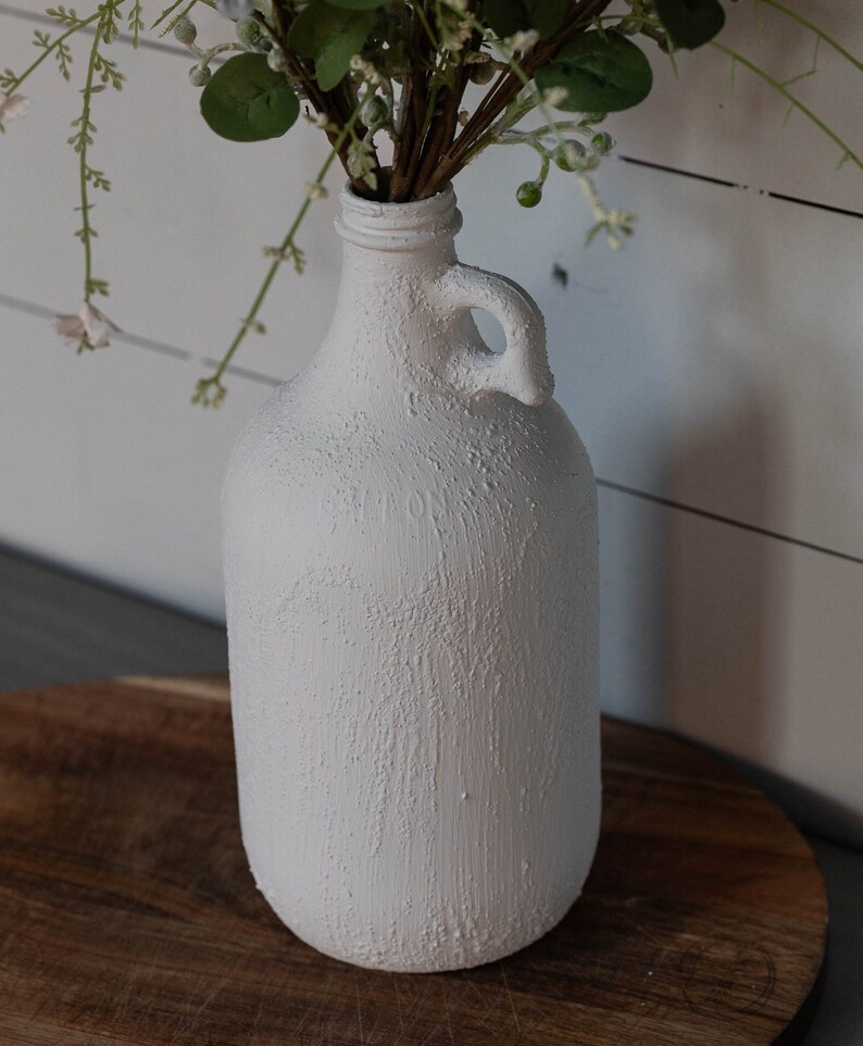 Textured White Hand Painted Milk Jug/vase Etsy