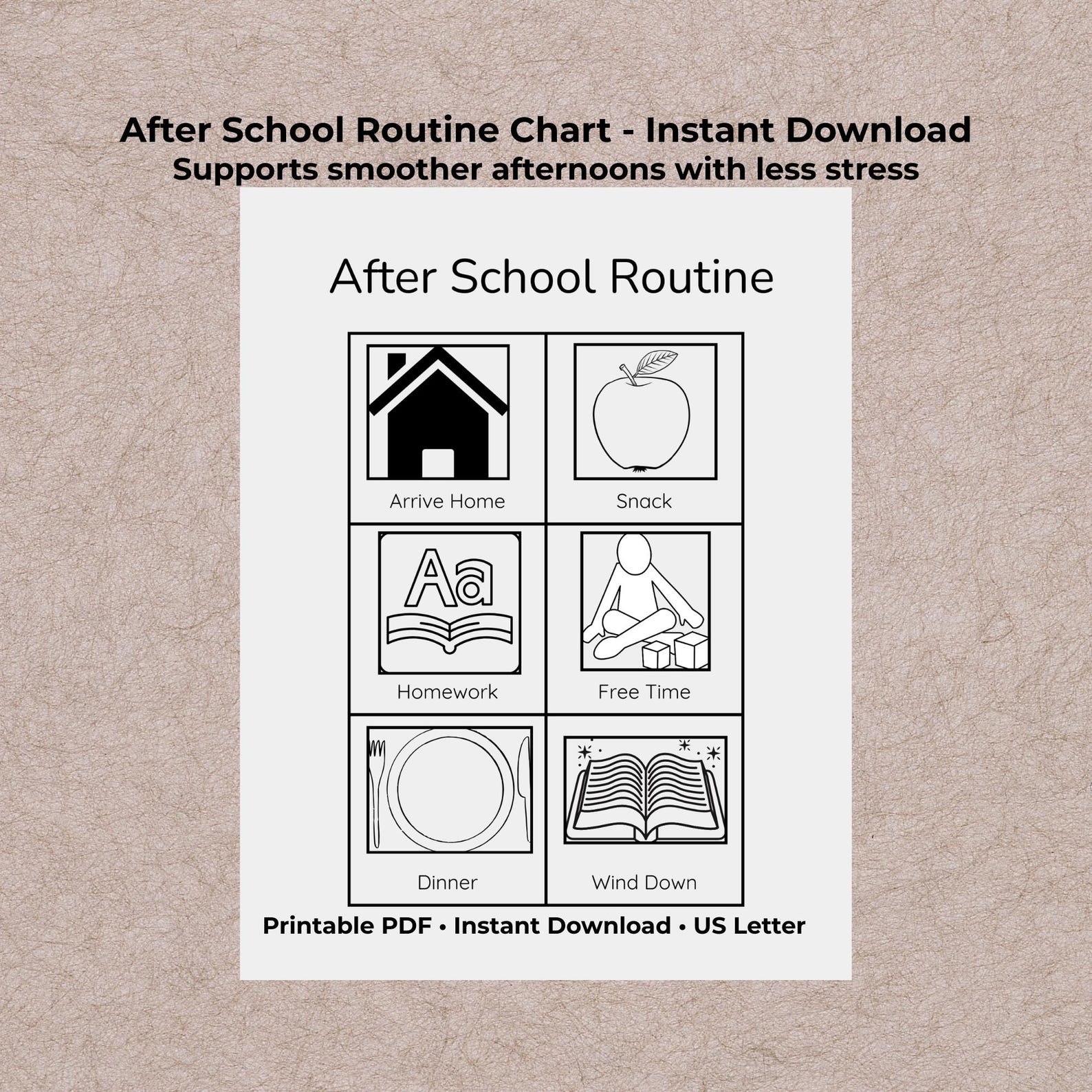 After School Routine Tracking Chart After School Routine Chart Printable – Visual Schedule for Autism, ADHD ...